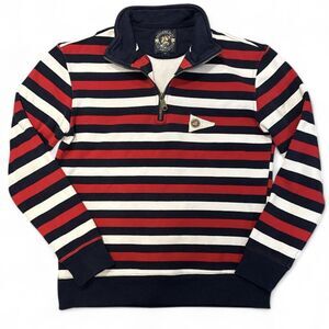 Kiel James Patrick Bermuda Shirt Striped Pullover Quarter Zip XS Nautical EUC